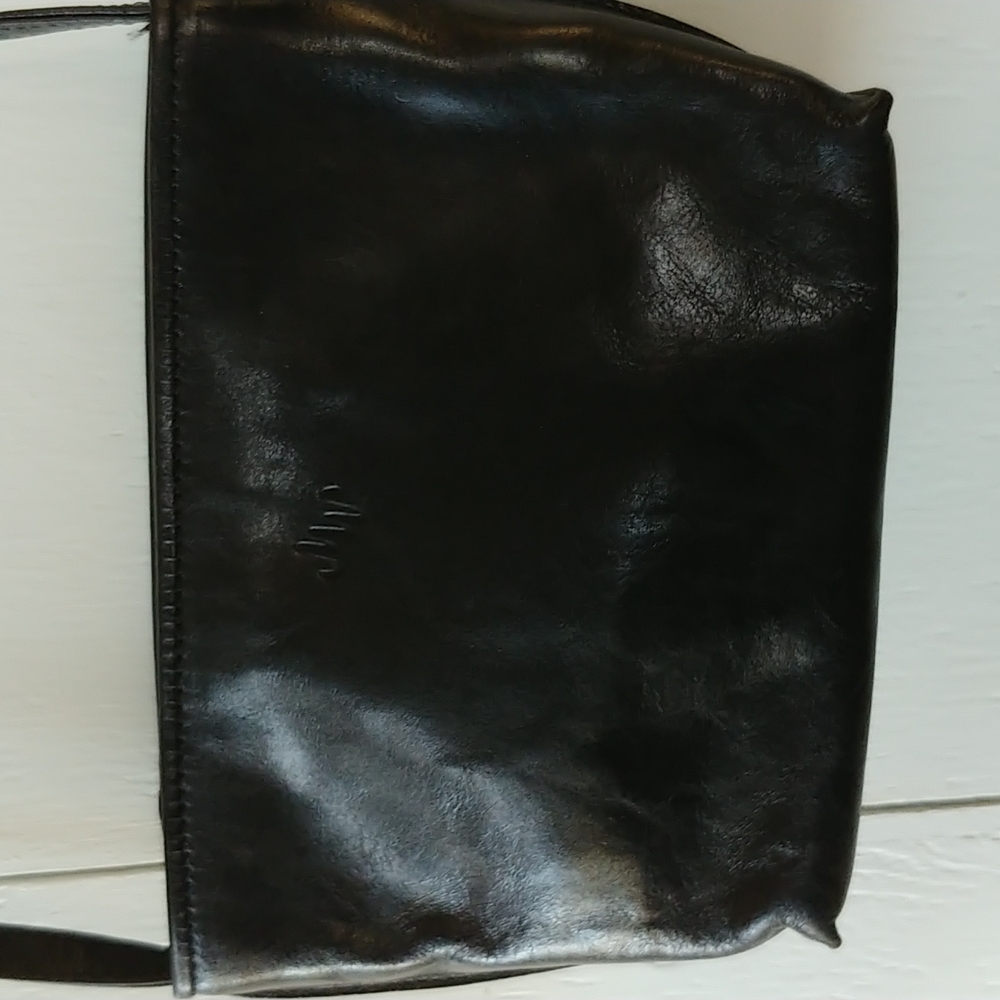Monsac Small Italian Leather Crossbody Black Bag